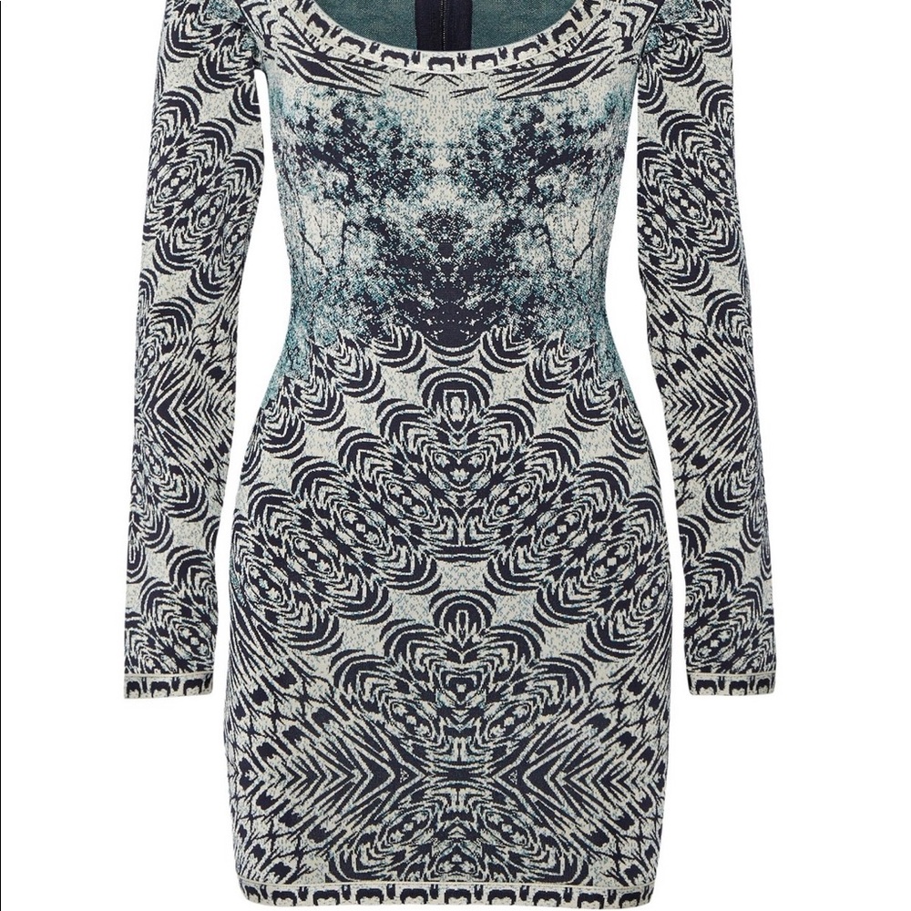 HERVE LEGER MELISSA BANDAGE-JACQUARD MINI DRESS